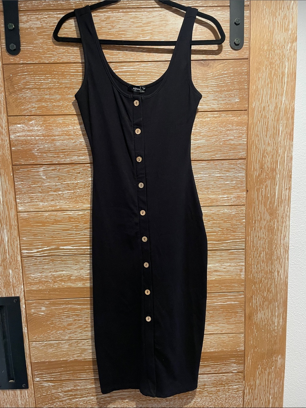 Aqua Black Sleeveless Button-Front Midi Dress